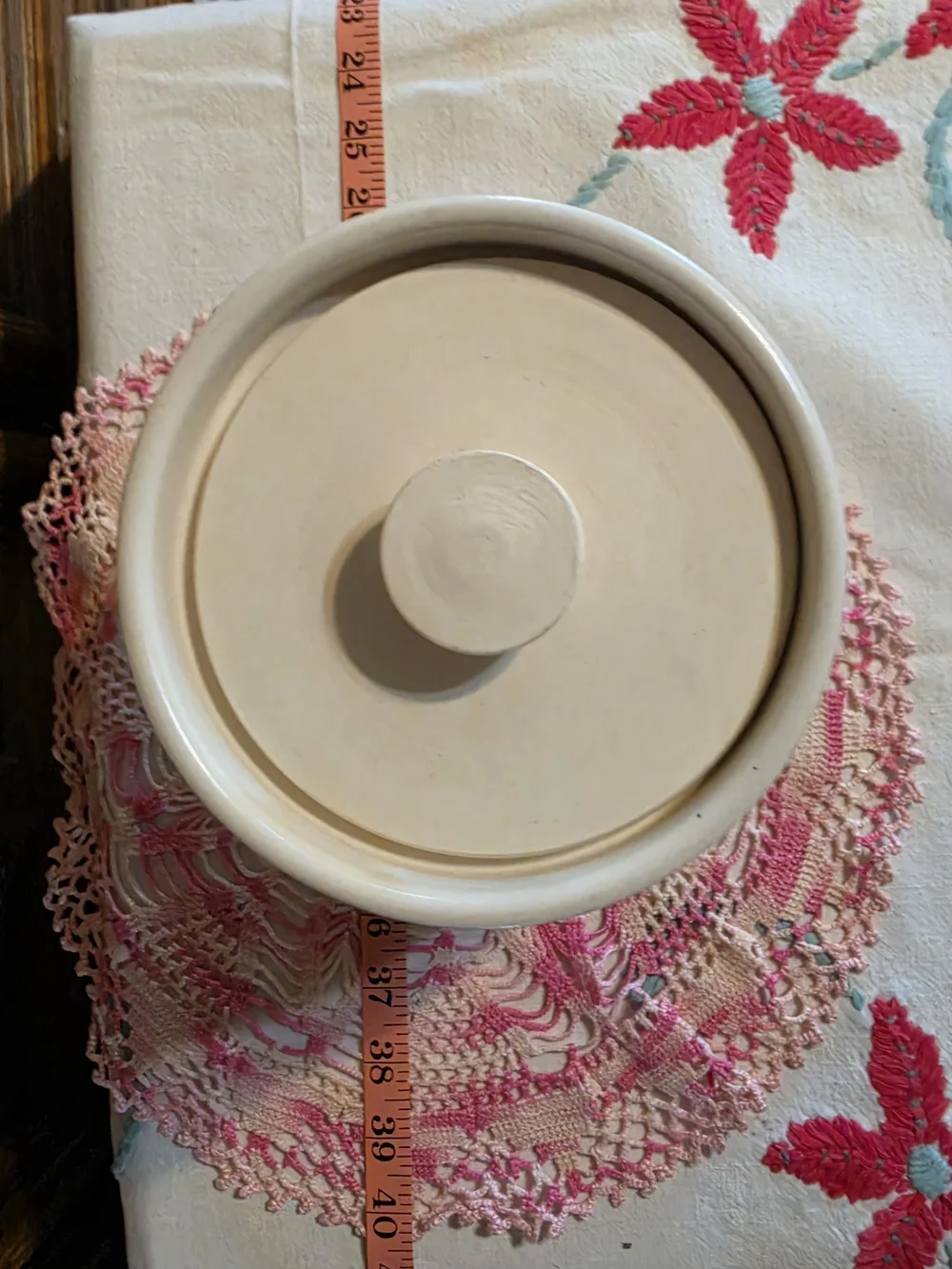 Ceramic Crock with Blue Floral Design